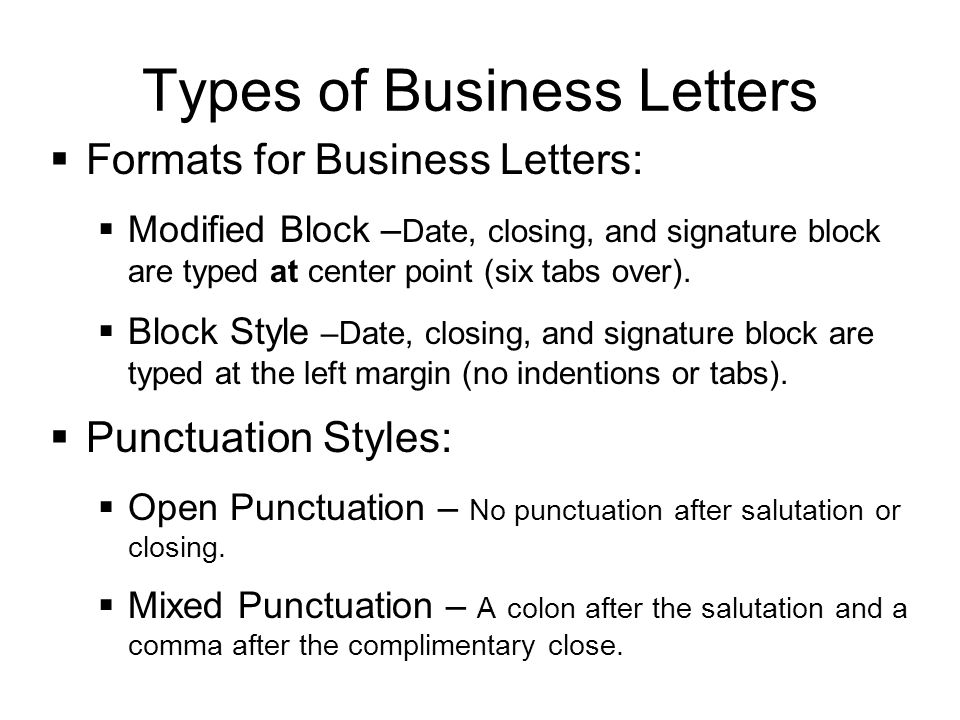 Types of Business Letters