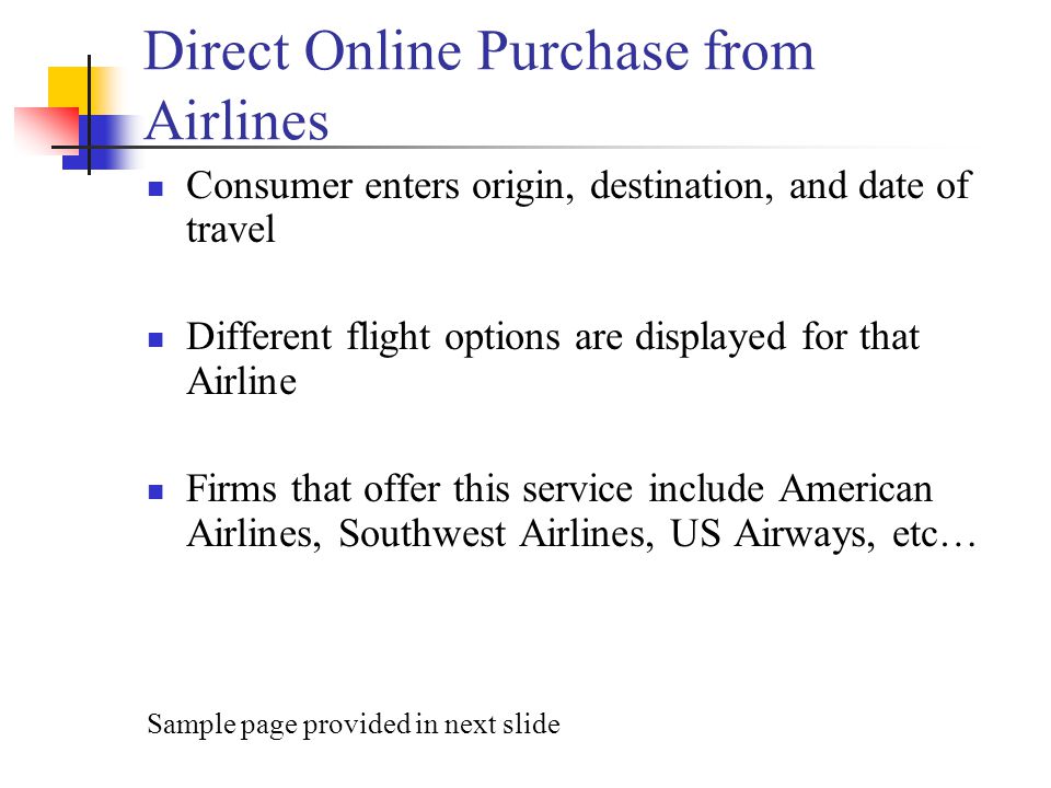 Direct Online Purchase from Airlines