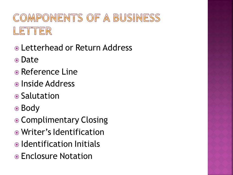 Components of a business Letter