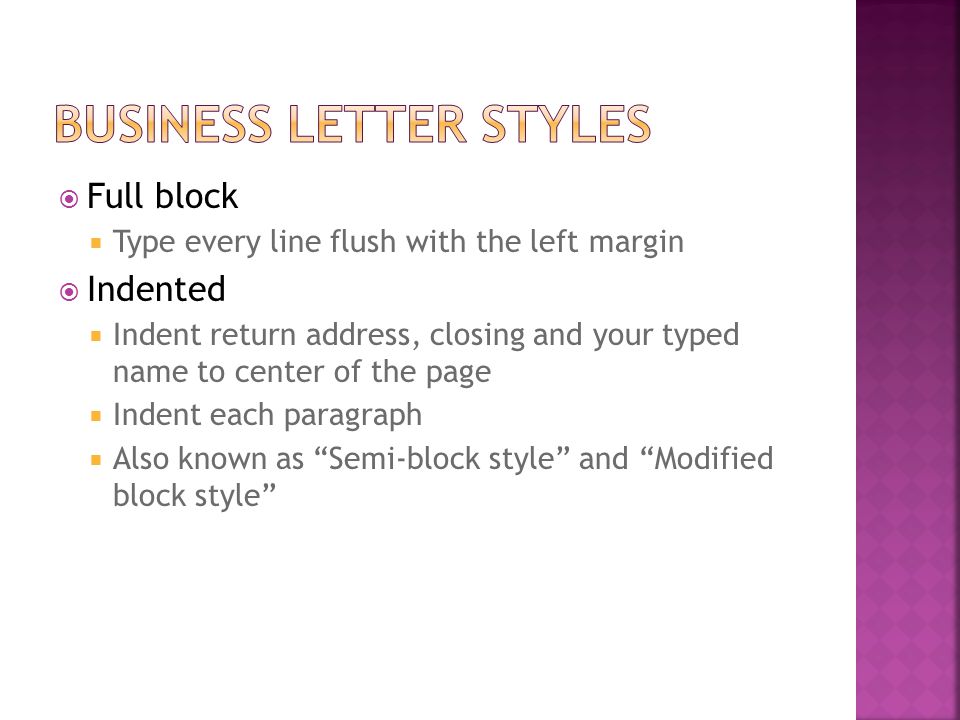 Business Letter styles