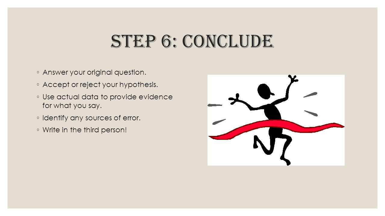 Step 6: conclude Answer your original question.