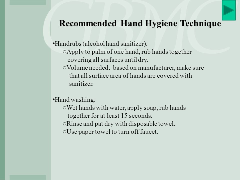 Recommended Hand Hygiene Technique