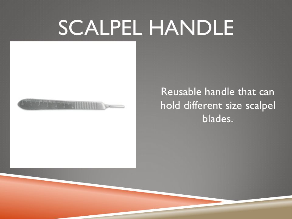 Reusable handle that can hold different size scalpel blades.