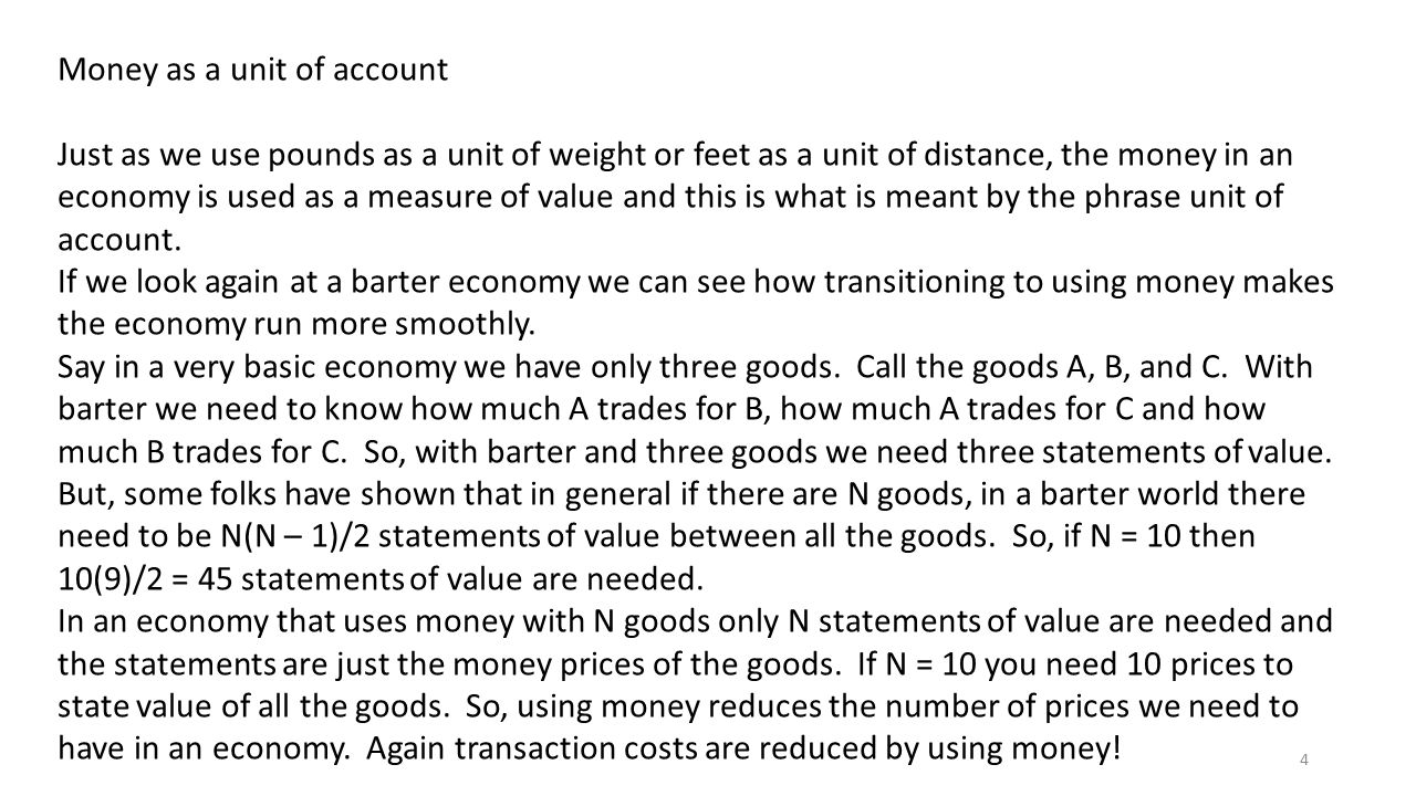 Money as a unit of account