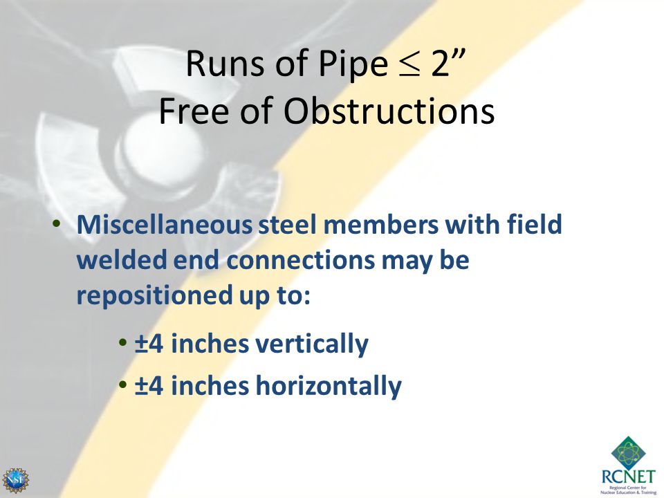 Runs of Pipe  2 Free of Obstructions