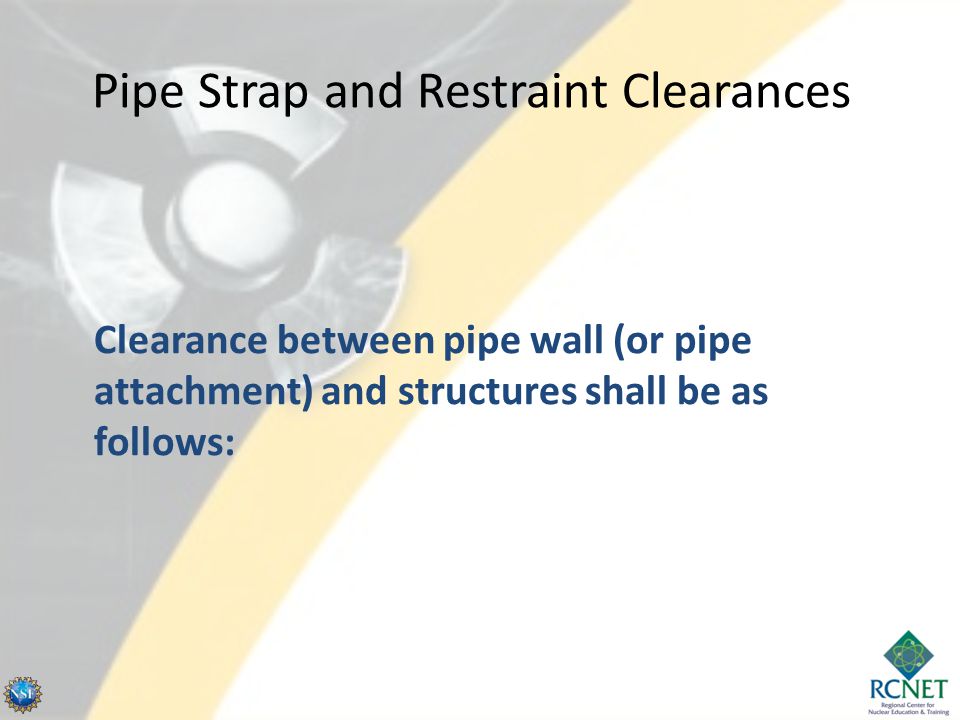 Pipe Strap and Restraint Clearances