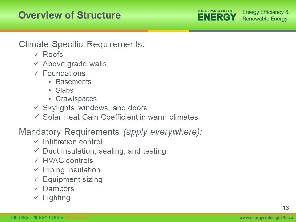 Overview of Structure Climate-Specific Requirements: