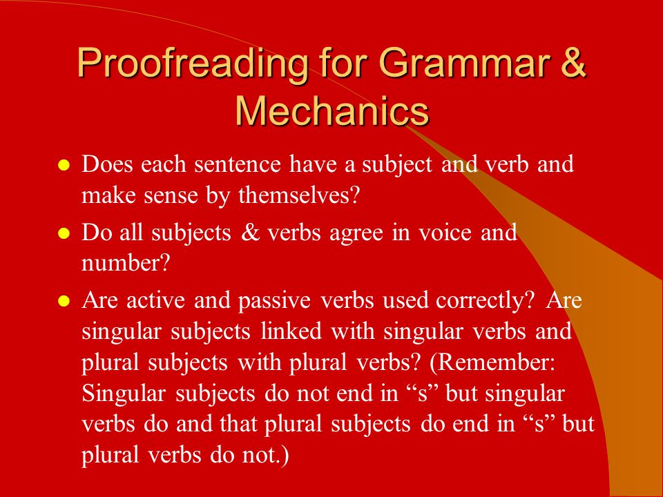 Proofreading for Grammar & Mechanics