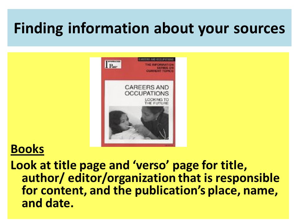 Finding information about your sources