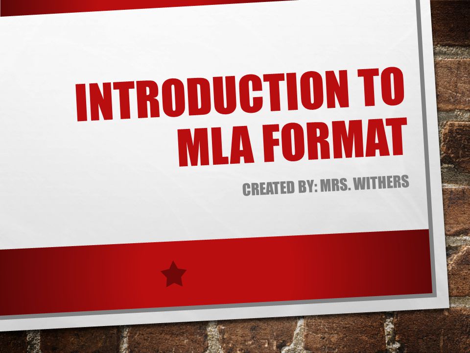 Introduction to MLA Format
