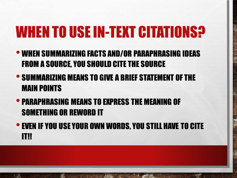 When to use In-text citations
