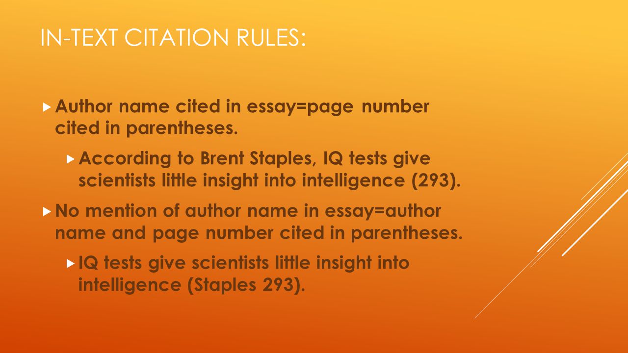 In-text Citation rules: