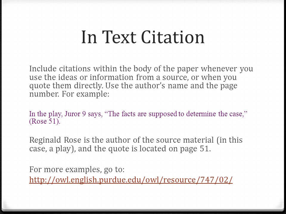 In Text Citation
