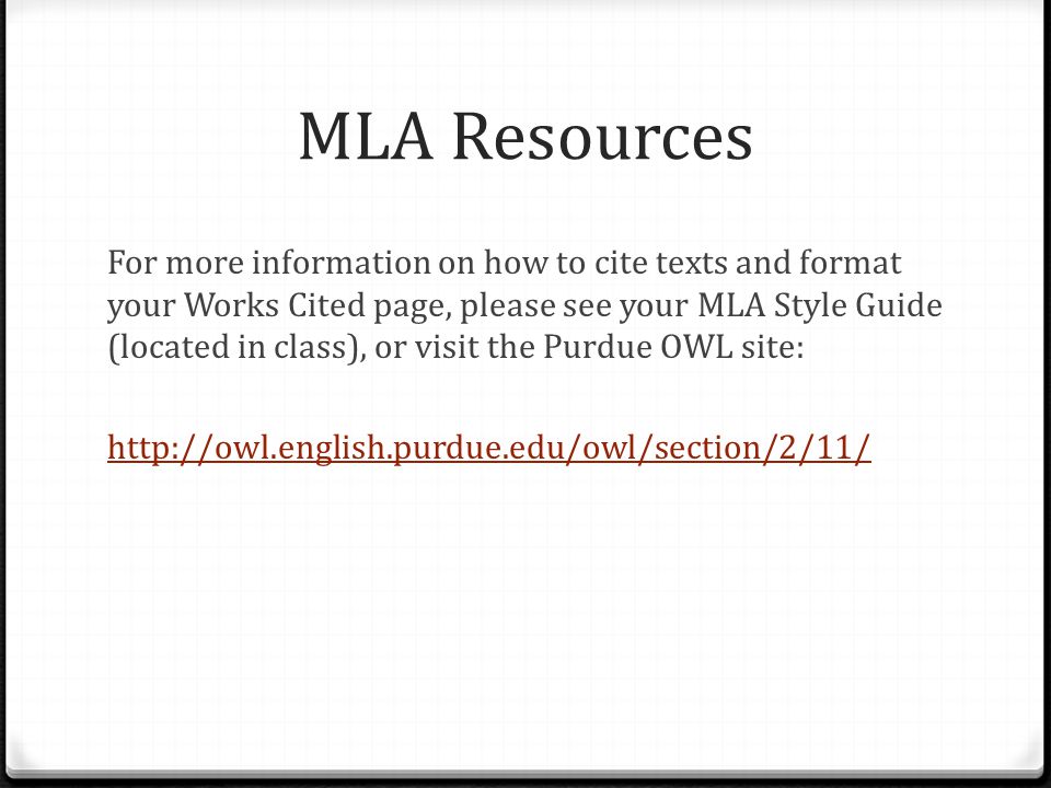 MLA Resources