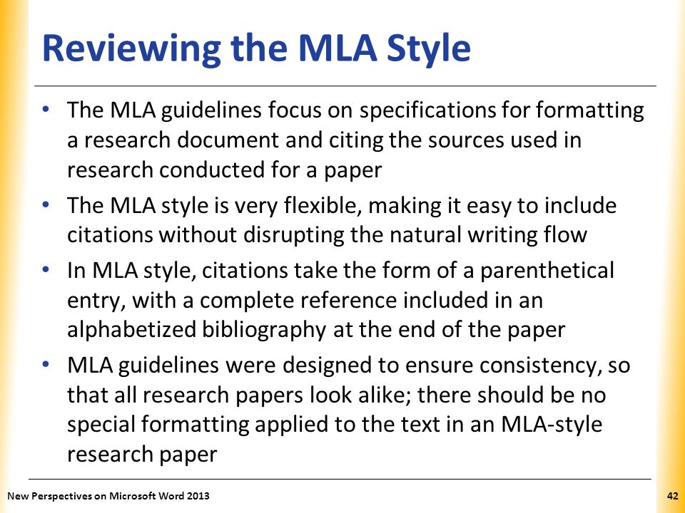 Reviewing the MLA Style