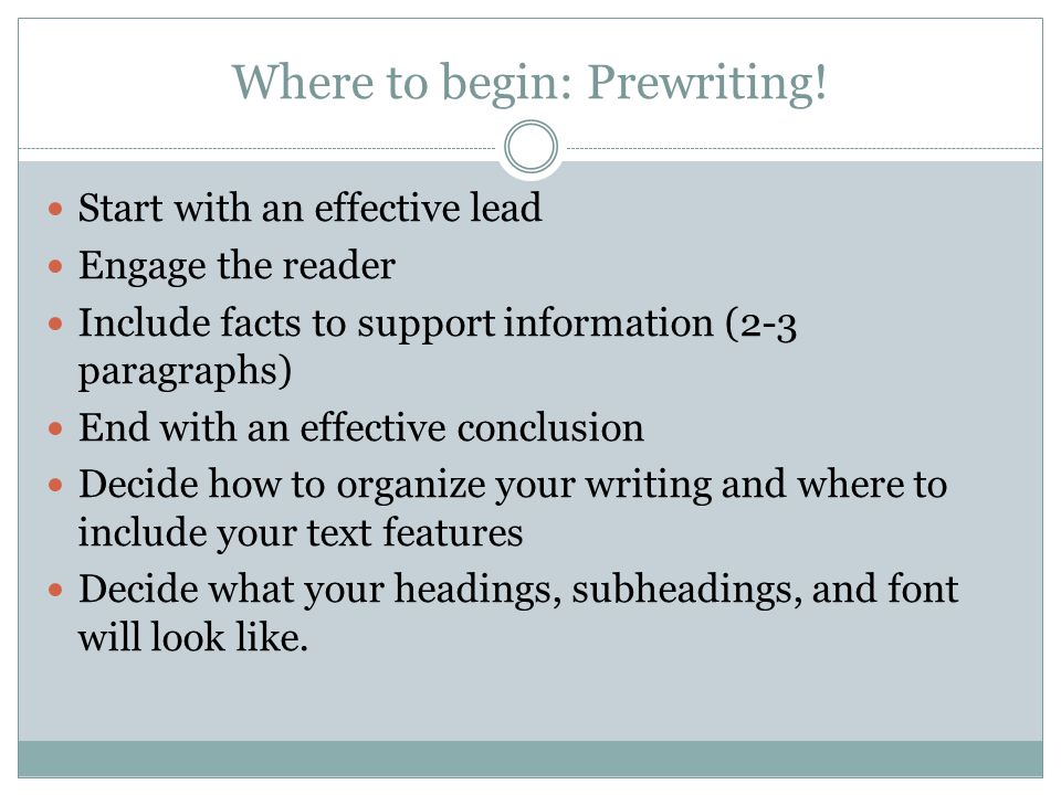 Where to begin: Prewriting!
