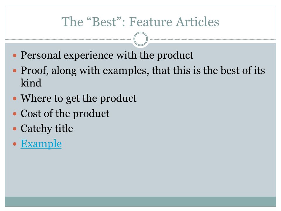 The Best : Feature Articles