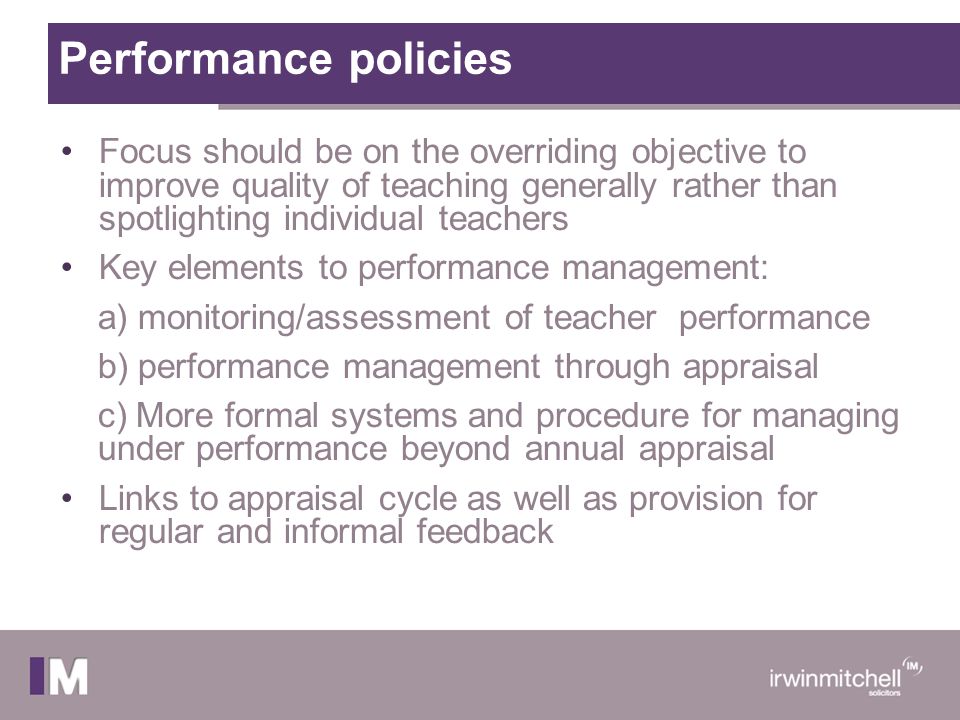 Performance policies
