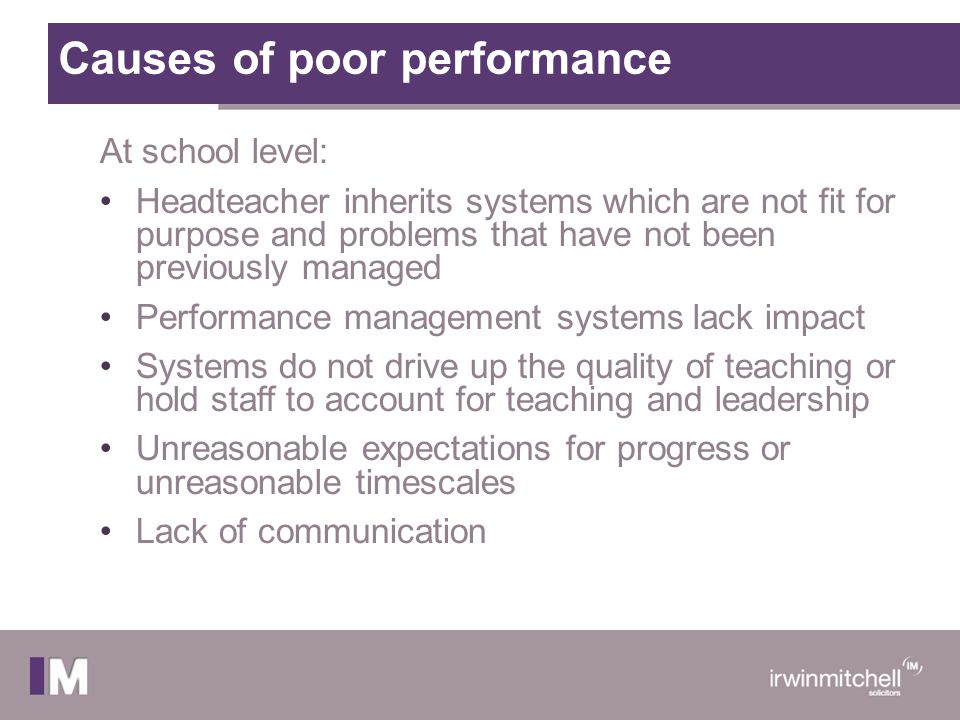 Causes of poor performance