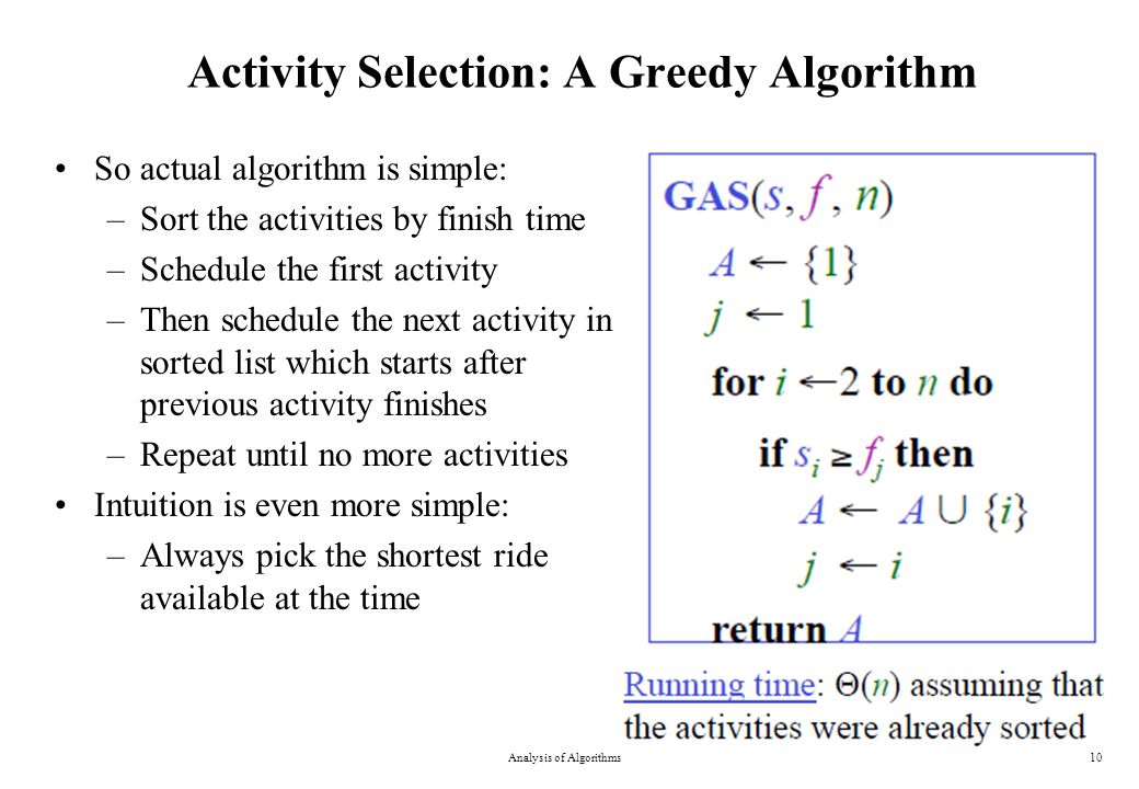 Activity Selection: A Greedy Algorithm