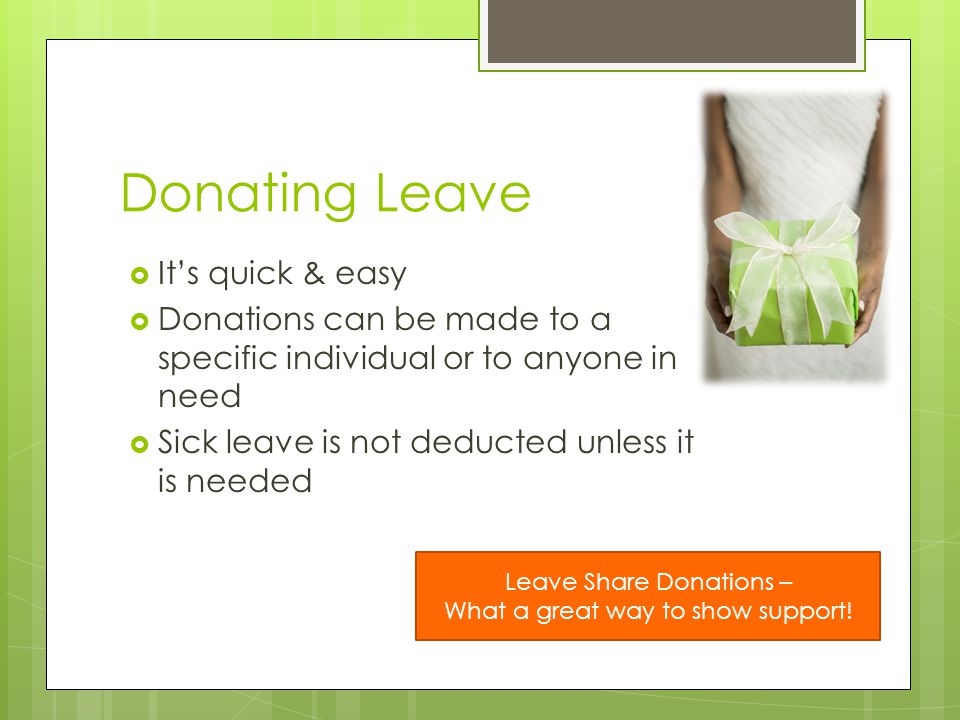 Donating Leave It’s quick & easy