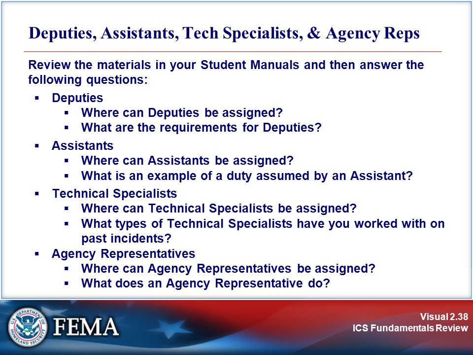 Deputies, Assistants, Tech Specialists, & Agency Reps