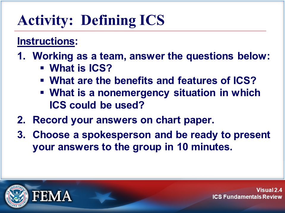 Activity: Defining ICS