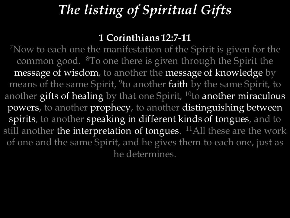 The listing of Spiritual Gifts