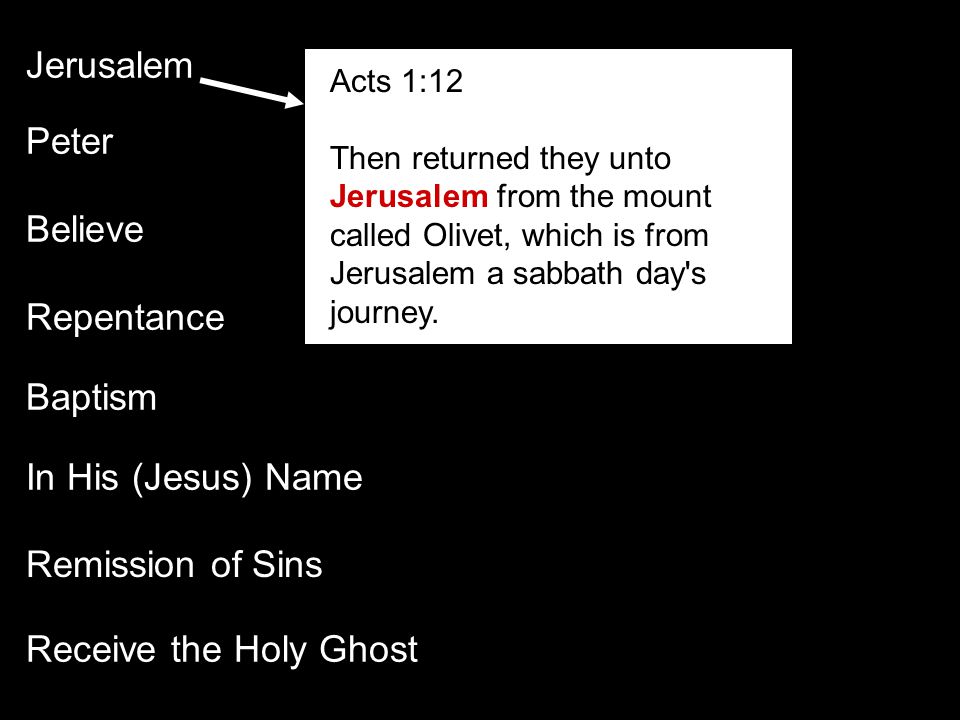 Jerusalem Peter Believe Repentance Baptism In His (Jesus) Name