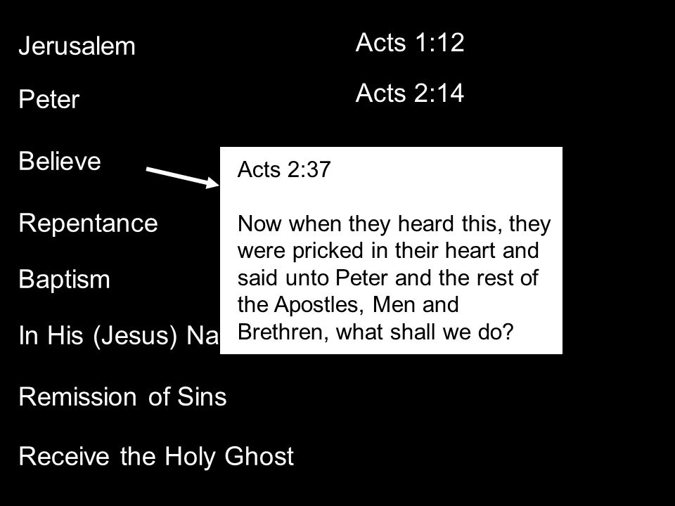 Jerusalem Acts 1:12 Acts 2:14 Peter Believe Repentance Baptism