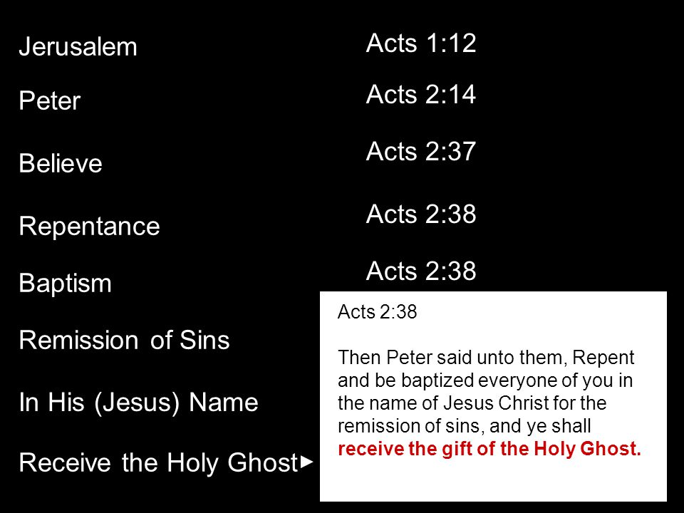 Jerusalem Acts 1:12 Acts 2:14 Peter Acts 2:37 Believe Acts 2:38