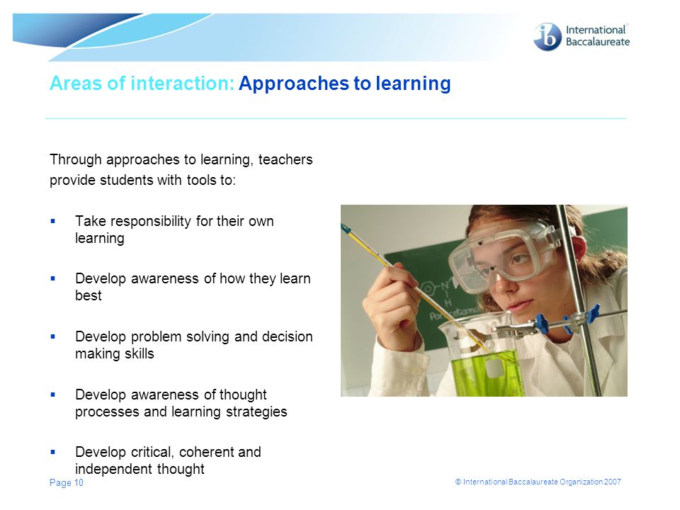 Areas of interaction: Approaches to learning