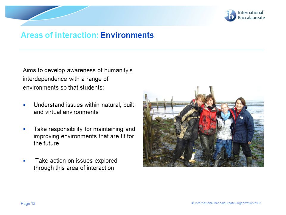 Areas of interaction: Environments