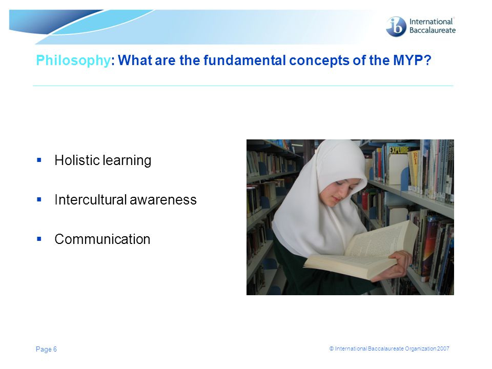 Philosophy: What are the fundamental concepts of the MYP