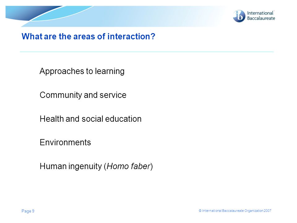 What are the areas of interaction