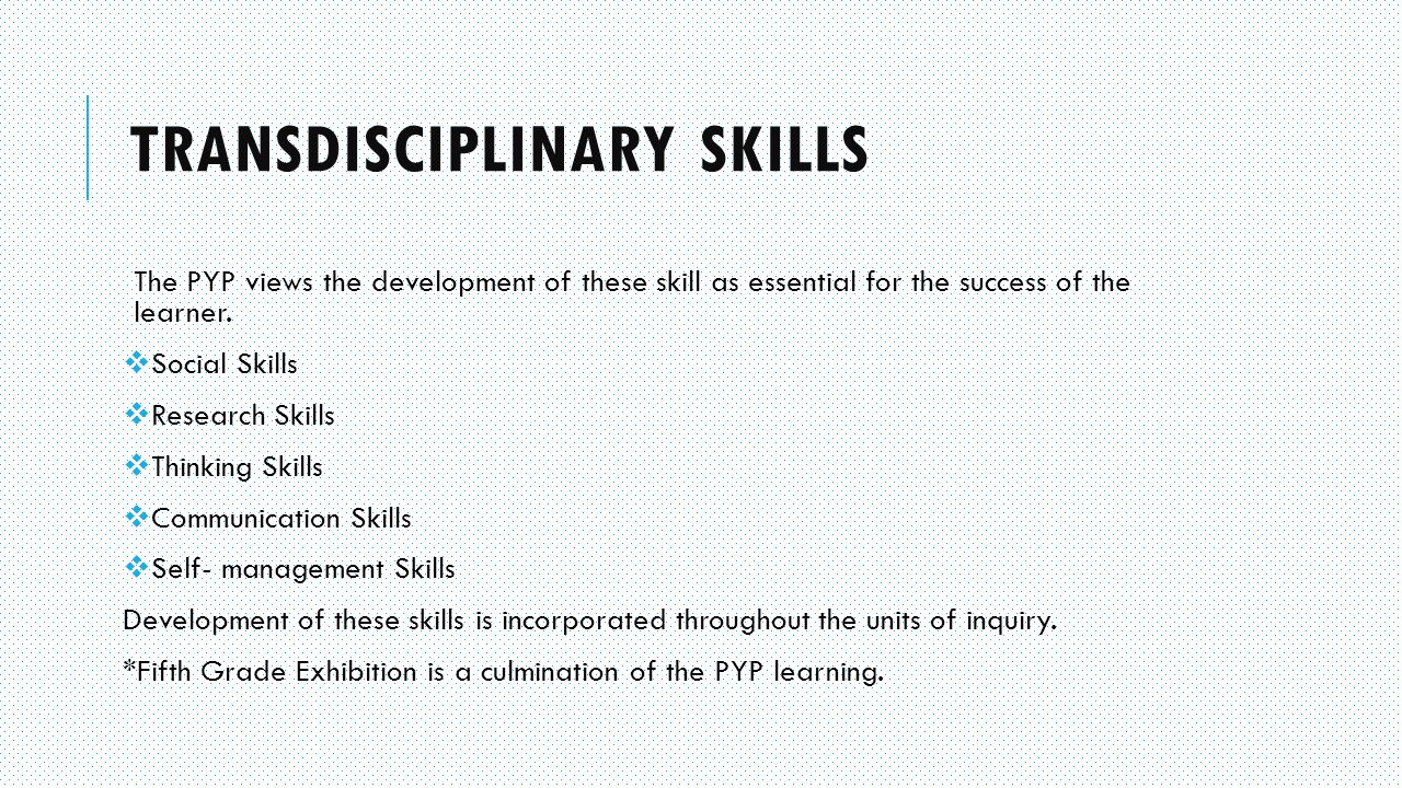 Transdisciplinary Skills