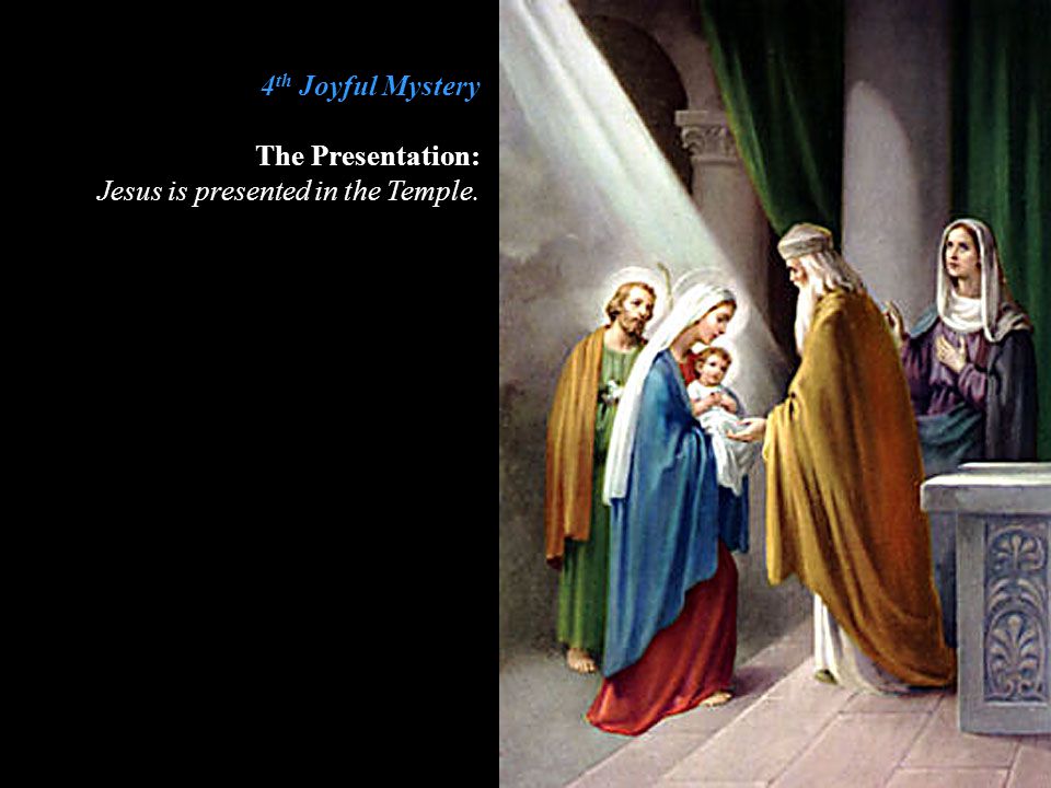 4th Joyful Mystery The Presentation: Jesus is presented in the Temple.