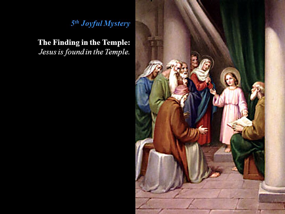 5th Joyful Mystery The Finding in the Temple: Jesus is found in the Temple.