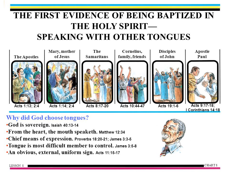 THE FIRST EVIDENCE OF BEING BAPTIZED IN SPEAKING WITH OTHER TONGUES