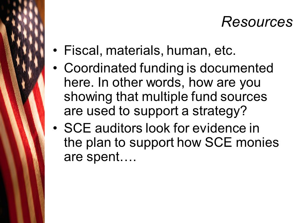 Resources Fiscal, materials, human, etc.