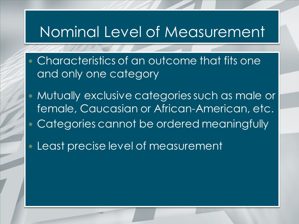 Nominal Level of Measurement