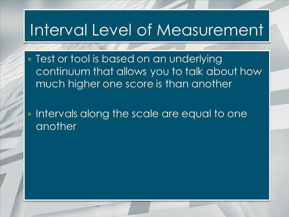 Interval Level of Measurement