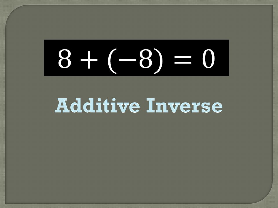 8+(−8)=0 Additive Inverse