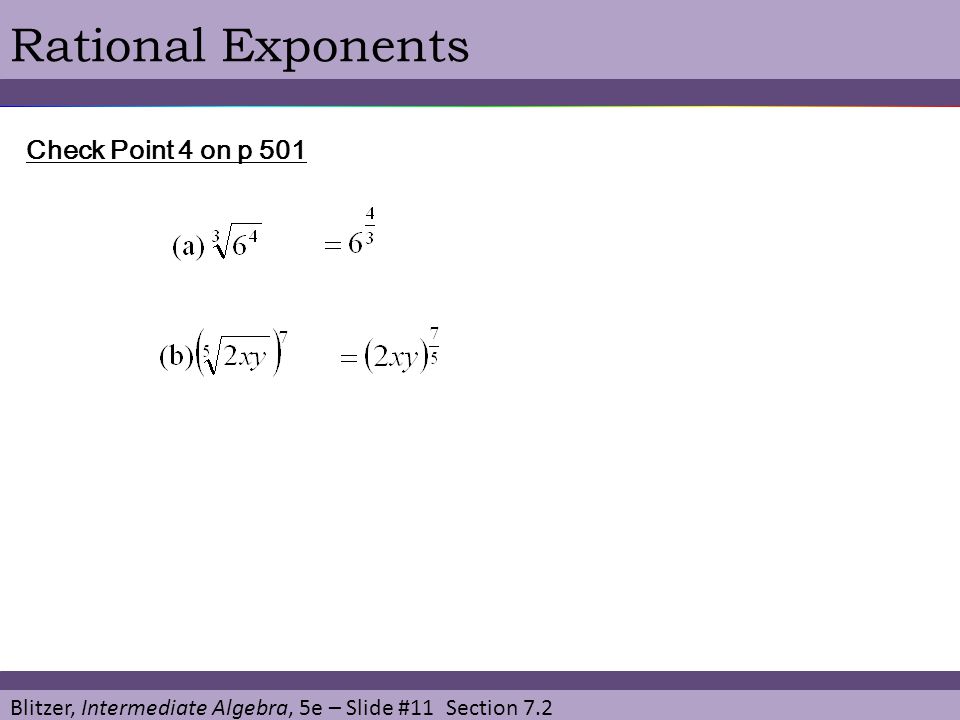 Rational Exponents Check Point 4 on p 501