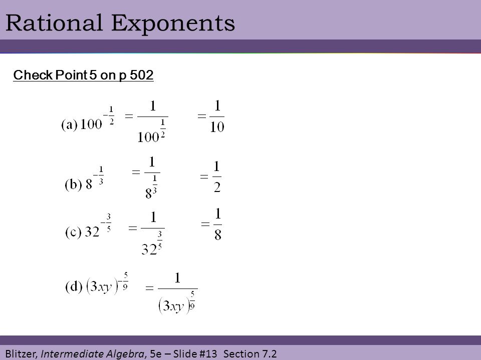 Rational Exponents Check Point 5 on p 502