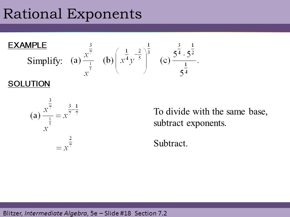 Rational Exponents Simplify: