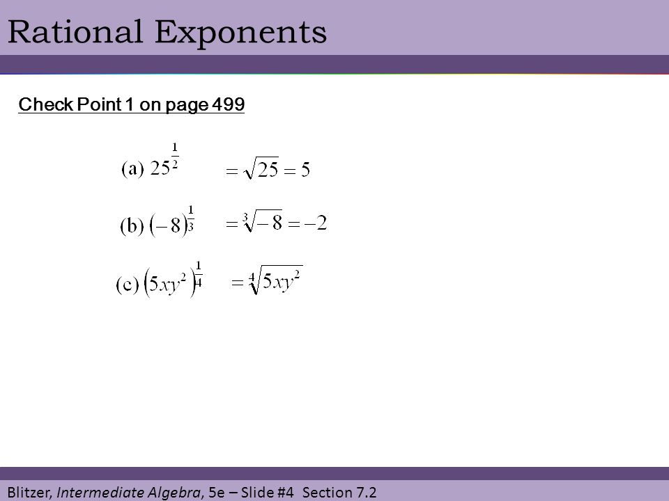 Rational Exponents Check Point 1 on page 499