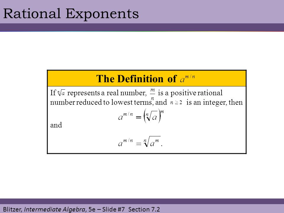 Rational Exponents The Definition of T