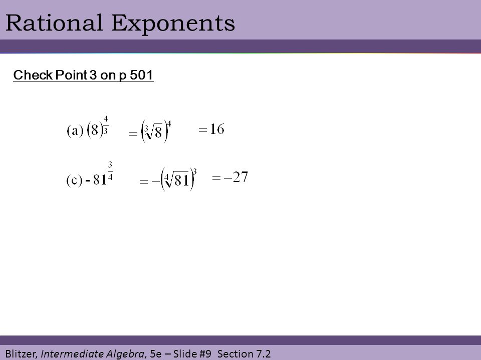 Rational Exponents Check Point 3 on p 501