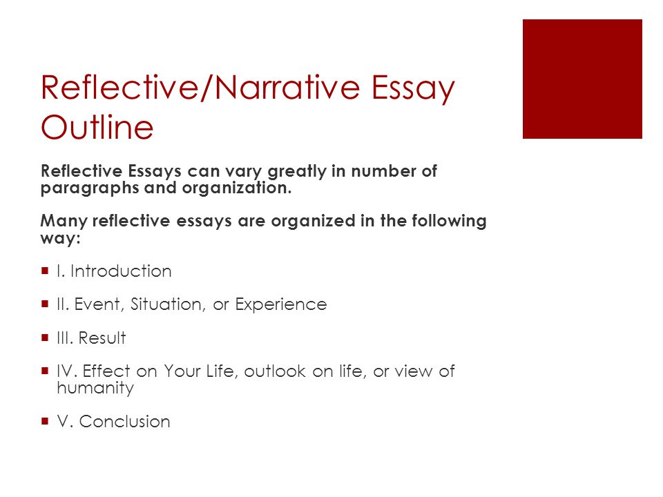 Reflective/Narrative Essay Outline